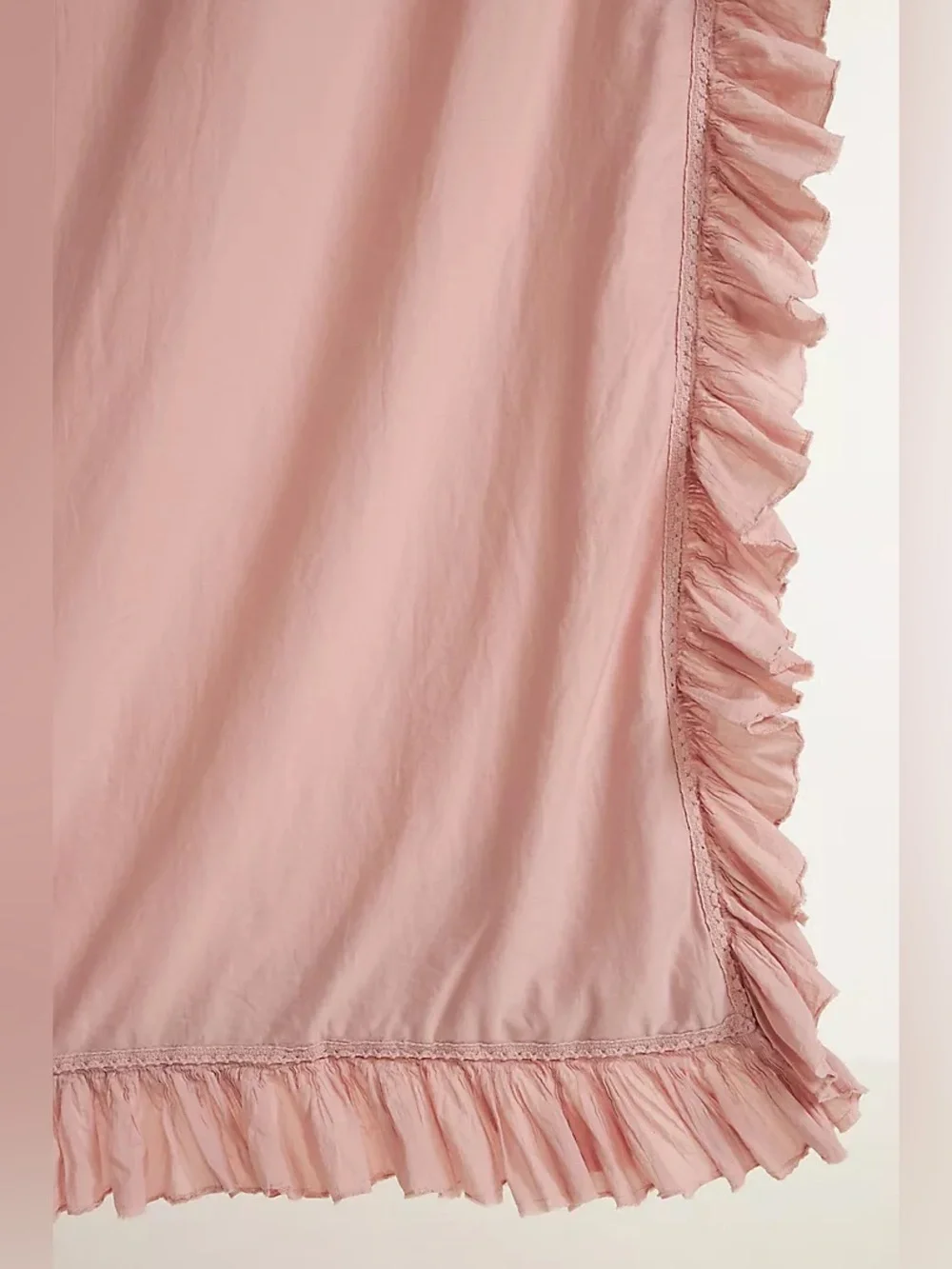 New Anthropologie Blush Peach Queen Organic Cotton Spa Sateen Ruffle Duvet Cover